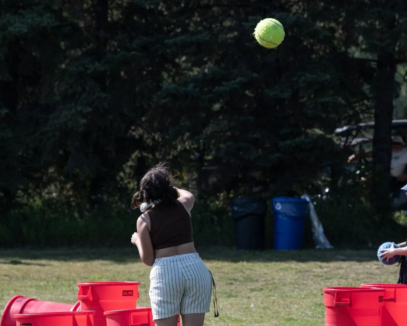 Guests playing lawn games among the trees in 2025